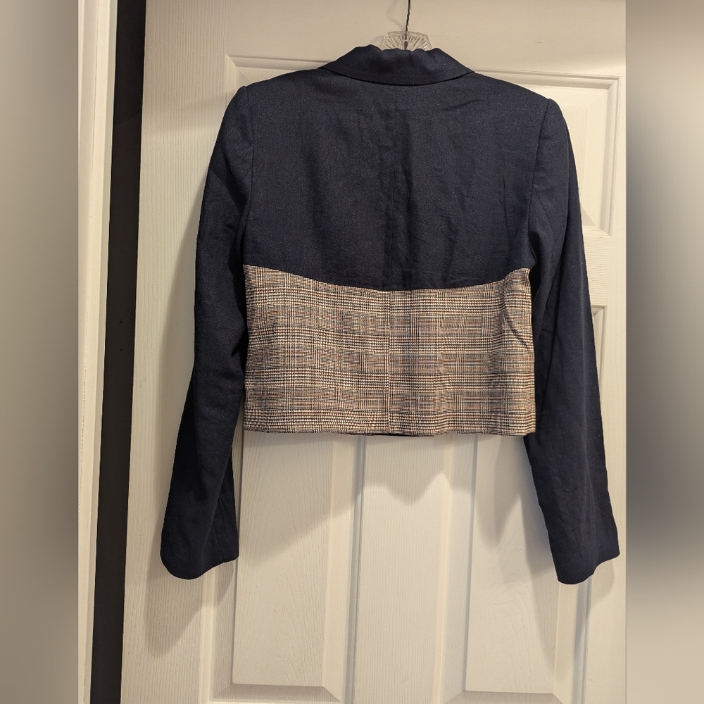 Jason Wu Navy and Plaid Crop Blazer Jacket Size Small *EUC - Picture 10 of 15